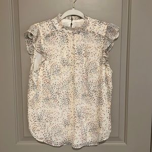 Loft cream floral flutter sleeve top